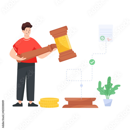 
A business auction flat illustration design

