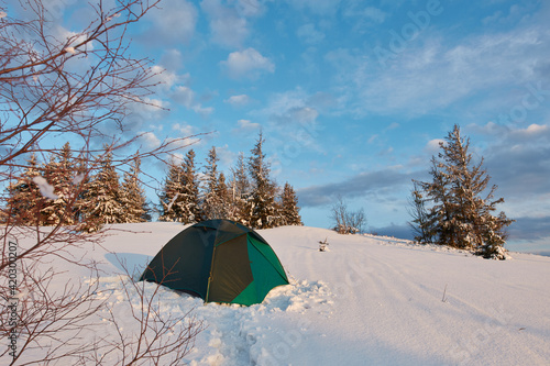tent in the snow