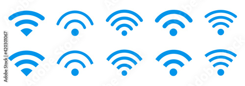 Wifi internet icons sign set, wifi icon collection in various shapes with rounded and sharp corners – vector