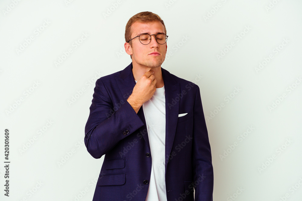 Young business caucasian man isolated on white background Young business caucasian man isolated on white background