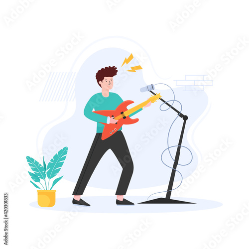 
Avatar playing guitar, concept of hip hop

