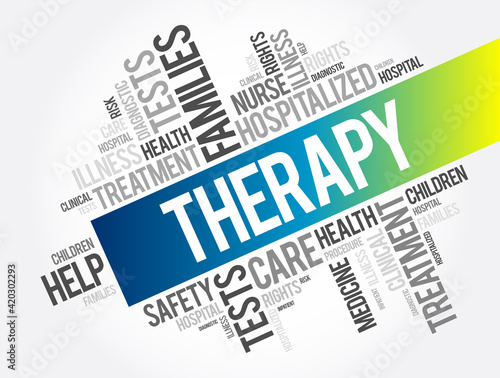 Therapy word cloud collage, health concept background