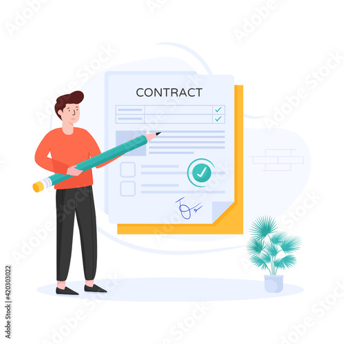  Pencil with paper showcasing contract illustration