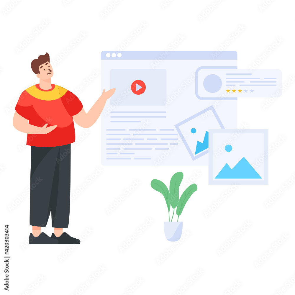 A flat vector illustration of web content
A flat vector illustration of web content