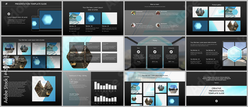 Presentation design vector templates, multipurpose template for presentation slide, flyer, brochure cover design, infographic report. Abstract geometric pattern. Corporate identity business concept.