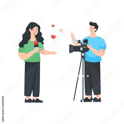 
A flat illustration demonstrating news reporter

