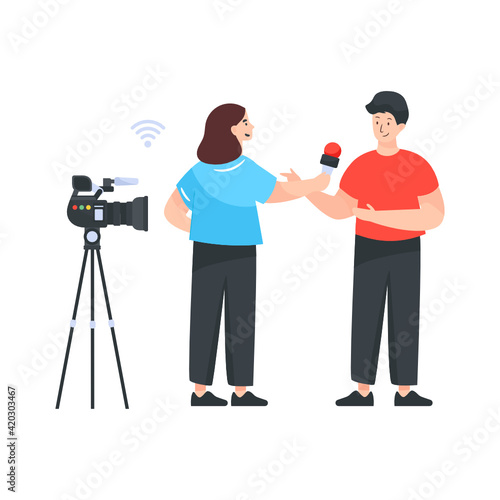 
A flat illustration demonstrating news reporter

