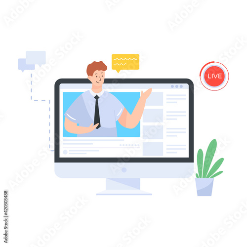 
Flat illustration denoting online news reporter

