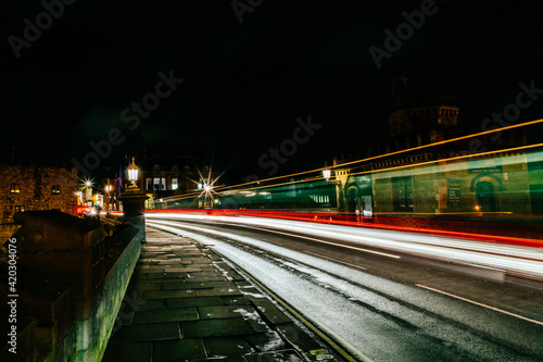 Traffic Light Trails Over Lendal Bridge, York, England