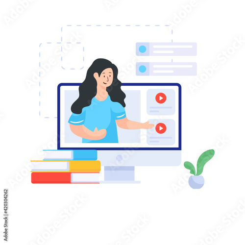 
Flat online courses in editable illustration

