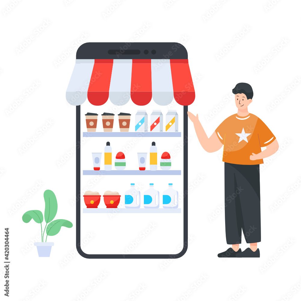 An online food store in flat design
An online food store in flat design