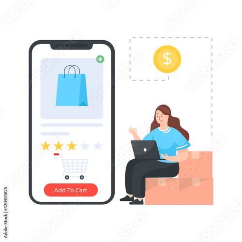
Eshopping concept, flat vector

