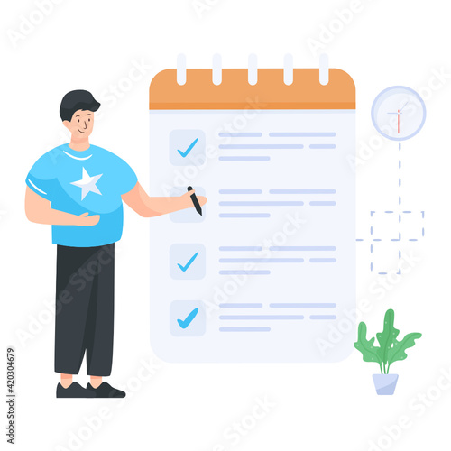 
Businessman with todo list, flat vector

