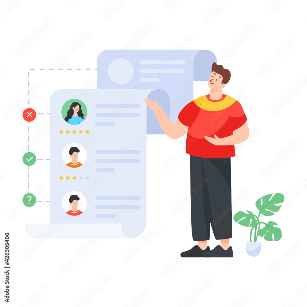 Flat illustration of candidates list in editable design
Flat illustration of candidates list in editable design