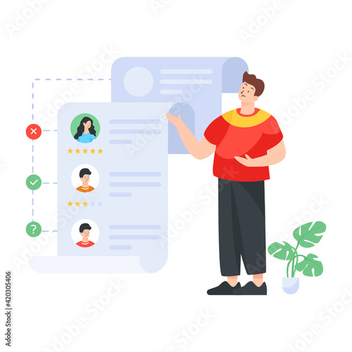 
Flat illustration of candidates list in editable design

