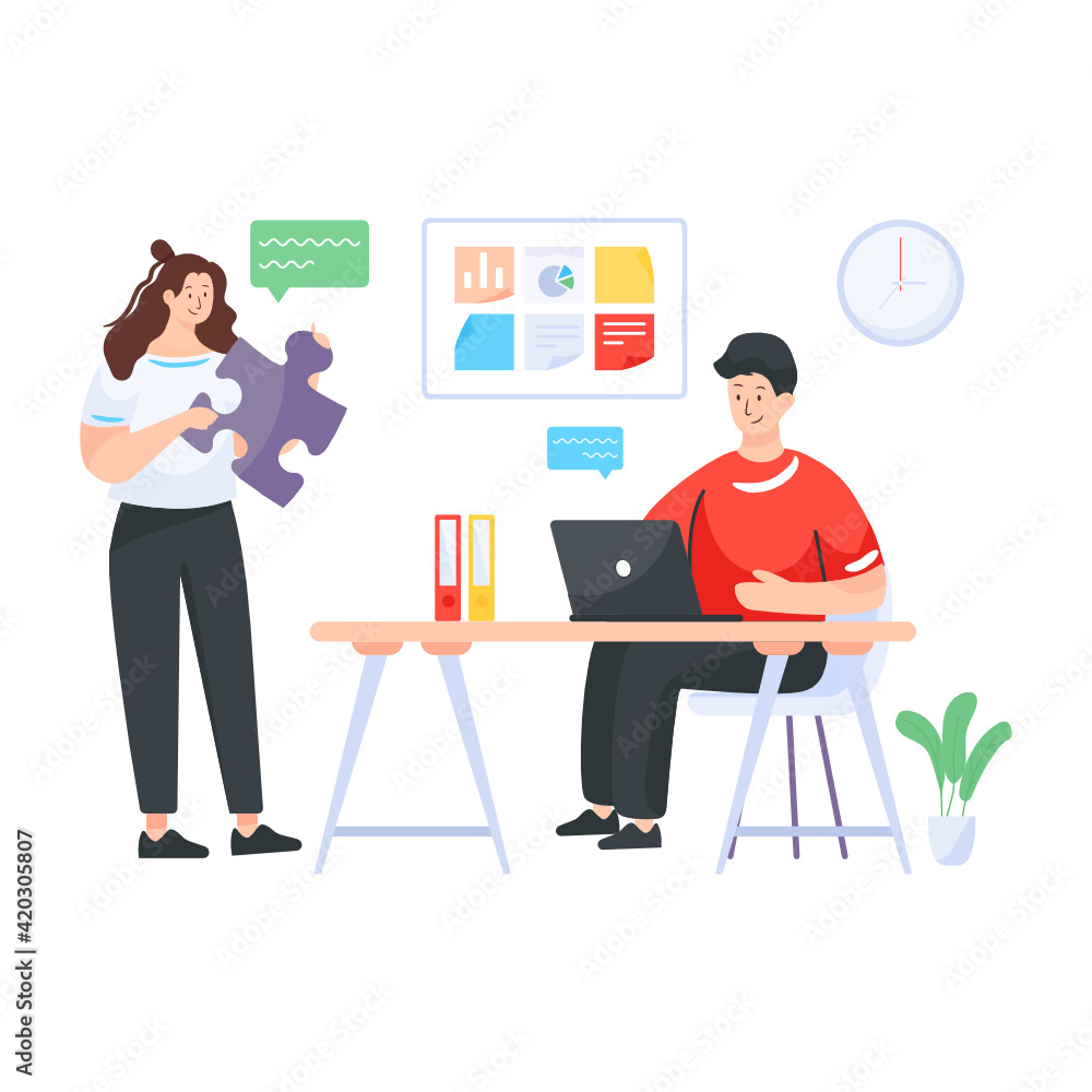 Employee discussion flat editable illustration
Employee discussion flat editable illustration