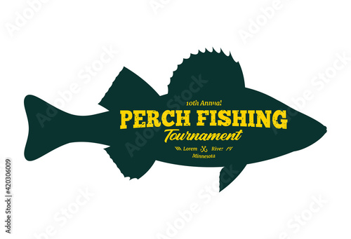 Vector perch fishing badge isolated on a white background
