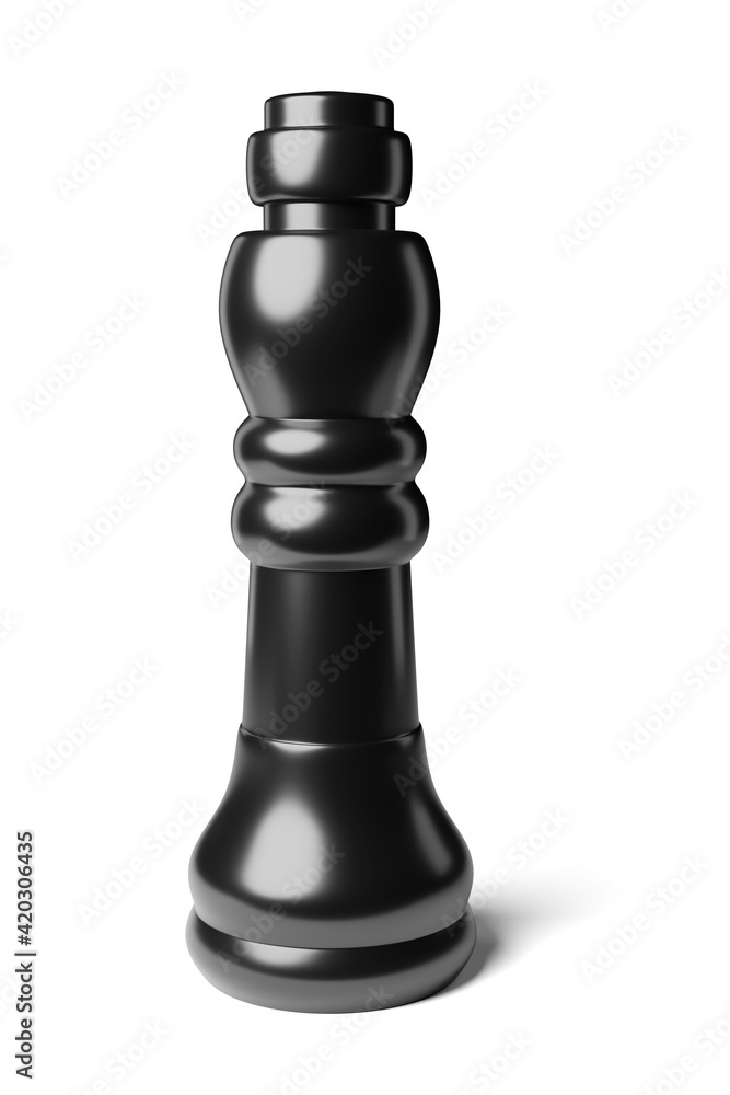 Black chess king piece isolated on white. 3D rendering illustration. Black chess king piece isolated on white. 3D rendering illustration.