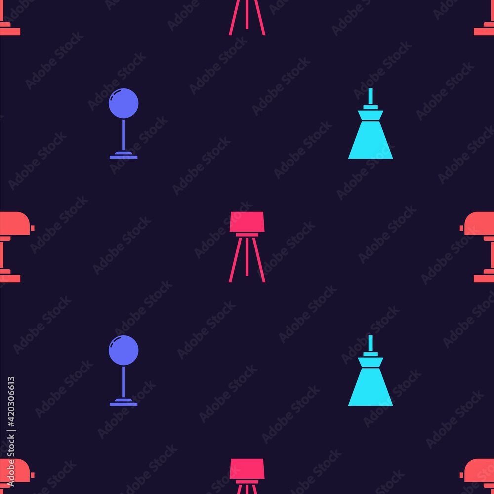 Set Lamp hanging, Floor lamp, and Table on seamless pattern. Vector Set Lamp hanging, Floor lamp, and Table on seamless pattern. Vector