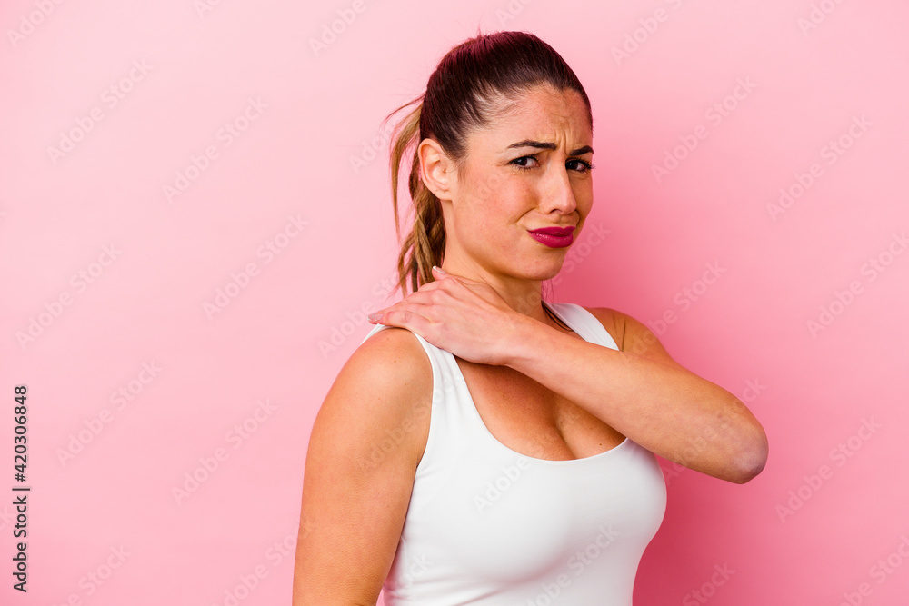 Young caucasian woman isolated on pink background Young caucasian woman isolated on pink background