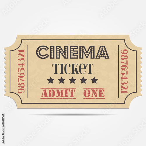 Retro CINEMA tickets on white background, vector
