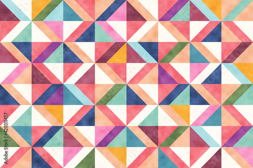 Geometric abstract pattern with colorful rhombuses.