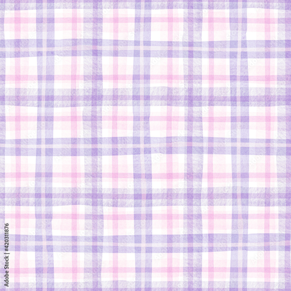 Violet tartan seamless pattern. Watercolor plaid background Violet tartan seamless pattern. Watercolor plaid background