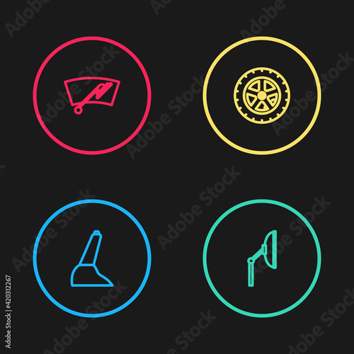 Wallpaper Mural Set line Car handbrake, Windscreen wiper, wheel and icon. Vector Torontodigital.ca