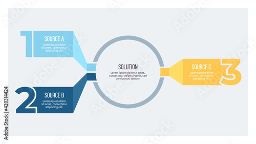 Business infographic. Organization chart with 3 options. Vector template.