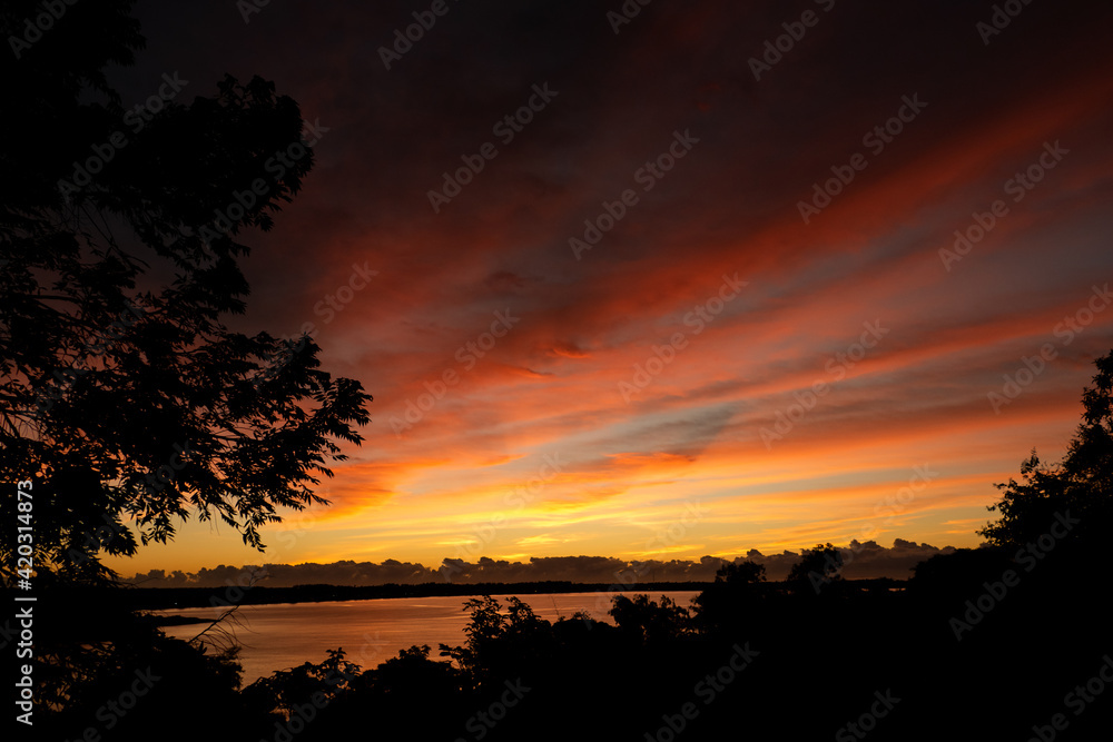 Colorful sunrise in Anchieta, State of Espirito Santo, Brazil