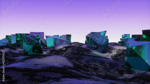 Photos 3d rendering of the abstrct alien landscape