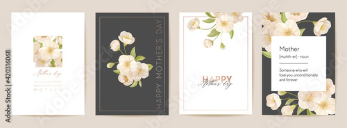 Mother day floral postcard. Mom and child modern card. Spring bouquet vector illustration