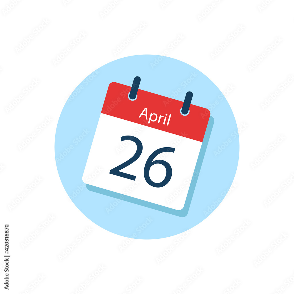 White daily calendar Icon April in a Flat Design style. Easy to edit Isolated vector Illustration. White daily calendar Icon April in a Flat Design style. Easy to edit Isolated vector Illustration.