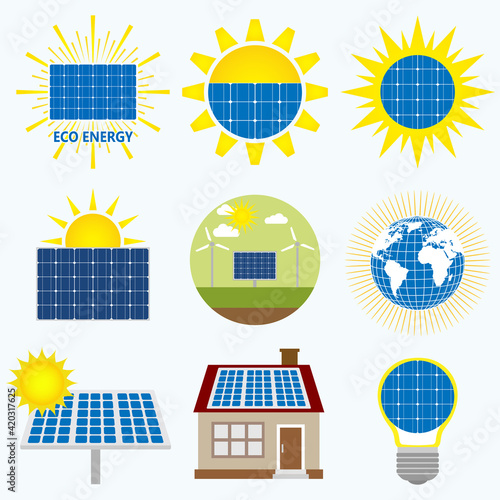 solar energy icons set