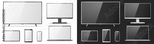 TV screen, Lcd monitor, notebook, tablet computer, mobile phone templates. Electronic devices photo