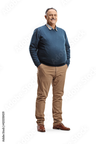 Full length portrait of a corpulent mature man posing