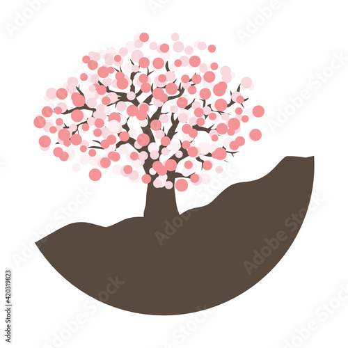 tree with flowers, vector artwork 