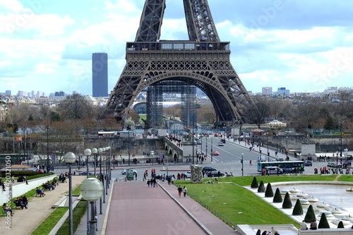 A close-up on the arch of the Eiffel tower. the 14th march 2021, Paris.