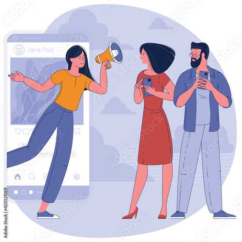 Social media influencer at work.