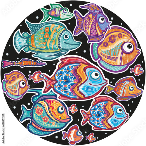 Round Frame with decorative fishes