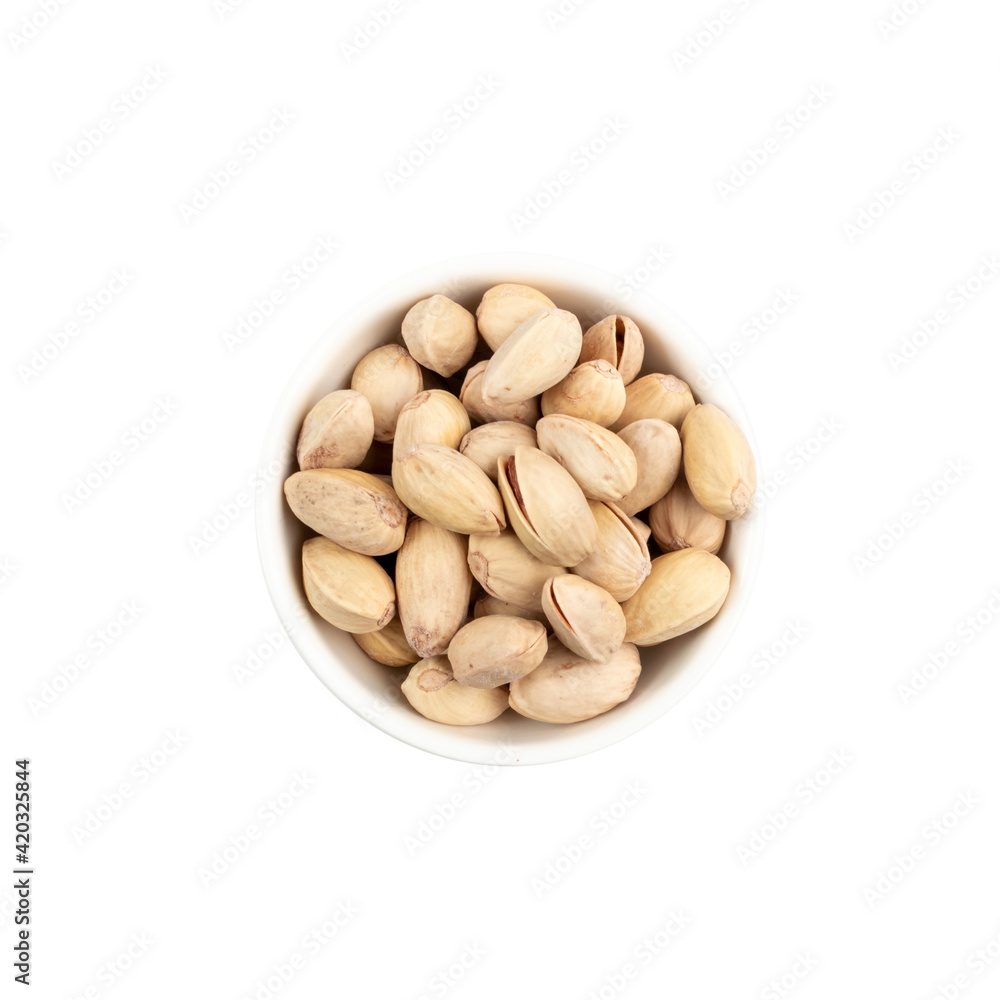 Fried Pistachio Nuts Isolated, Baked Pistachios Pile Fried Pistachio Nuts Isolated, Baked Pistachios Pile