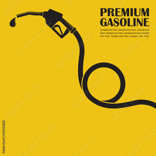gasoline fuel pump nozzle poster isolated on yellow background