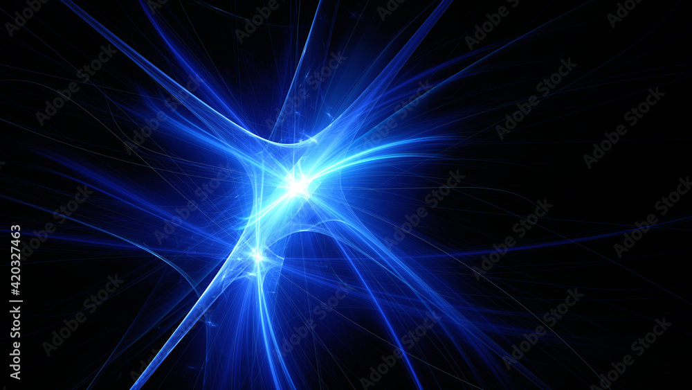 Fototapeta premium Abstract background, smooth multicolored lines on a black background.