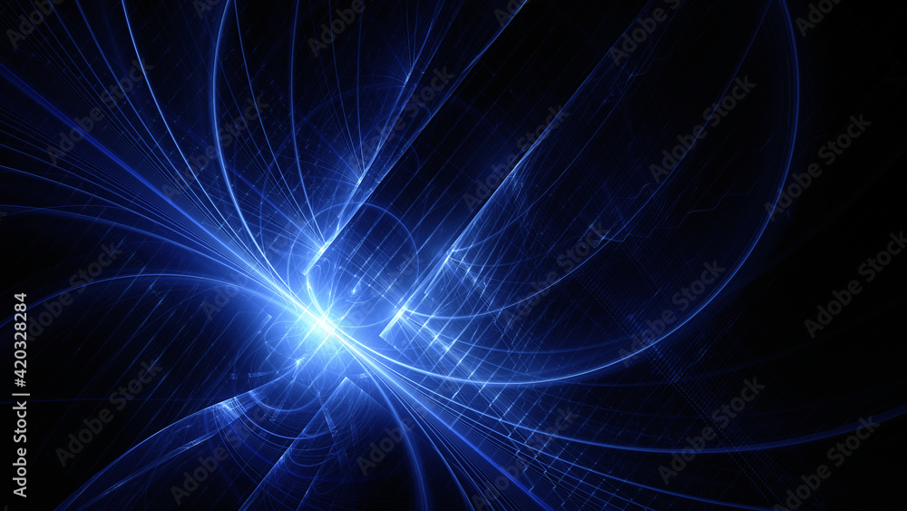 Obraz premium Abstract background, smooth multicolored lines on a black background.