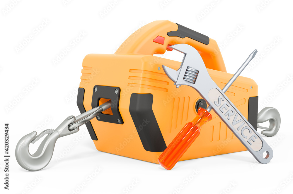 Service and repair of towing rope, 3D rendering Service and repair of towing rope, 3D rendering