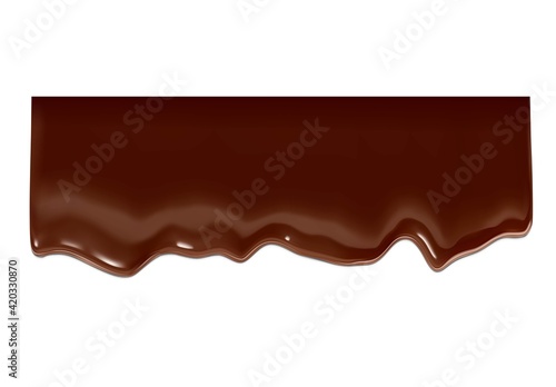 Realistic chocolate falling drops. Vector illustration isolated on white background. Сan easily be used for different backgrounds. EPS10.