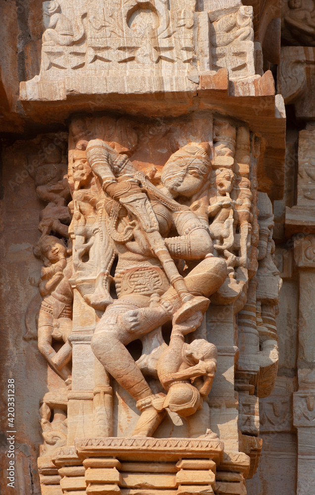Ancient bas-relief with dancing Apsara of famous Meera Bai temple in Chittorgarh, Rajasthan, India Ancient bas-relief with dancing Apsara of famous Meera Bai temple in Chittorgarh, Rajasthan, India