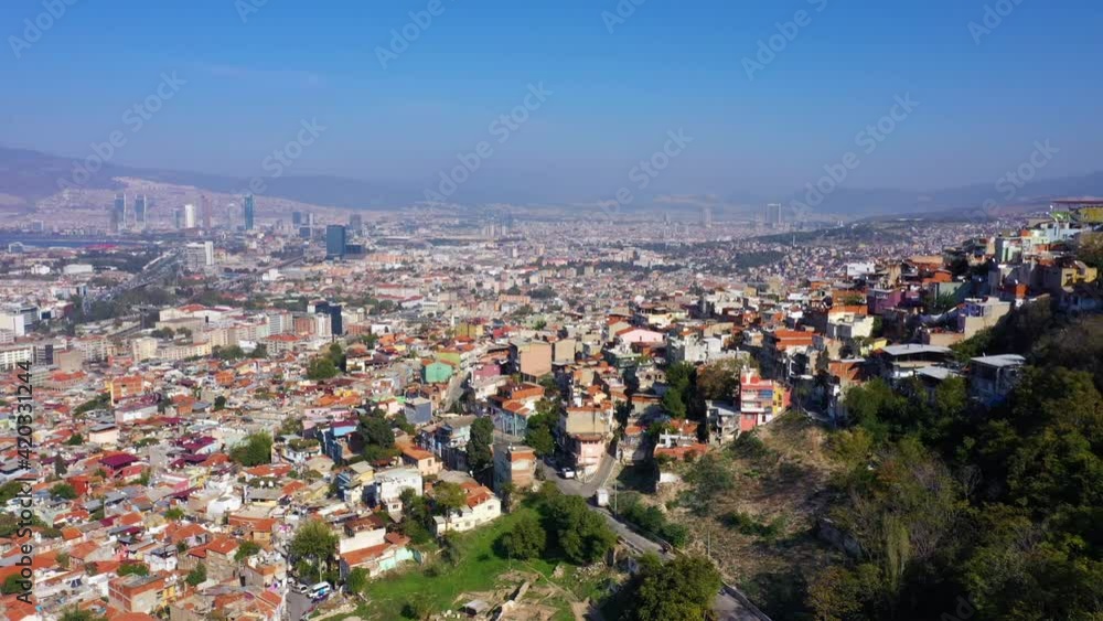 Aerial view of city buildings on a summer day. Aerial view of city buildings on a summer day.