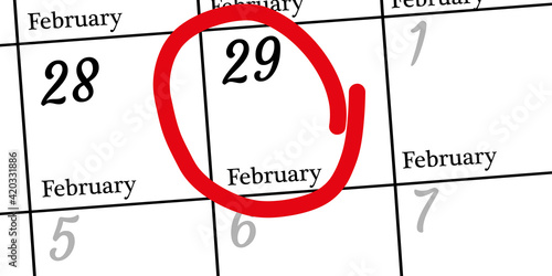 Happy leap day or leap year slogan. Calendar page February 29. Today is one extra day. Vector