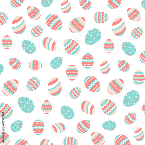 Easter eggs. Seamless vector pattern with colorful easter eggs. Happy Easter. Eggs for Easter holidays design concept. Vector Illustration flat style design for invitations, prints, wrapping paper